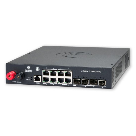 Cambium Networks cnMatrix Switch TX1012-P-DC Géré L2/L3 Gigabit Ethernet (10/100/1000) Connexion Ethernet POE Noir