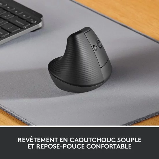 LOGITECH Souris sans fil LIFT ergonomique - Main gauche - Gris