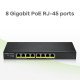 Zyxel GS1915-8EP Géré L2 Gigabit Ethernet (10/100/1000) Connexion Ethernet, supportant l'alimentation via ce port (PoE) Noir