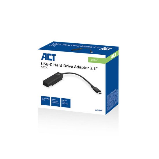 ACT AC1525 changeur de genre de câble USB Type-C SATA 7-pin + 15pin Noir