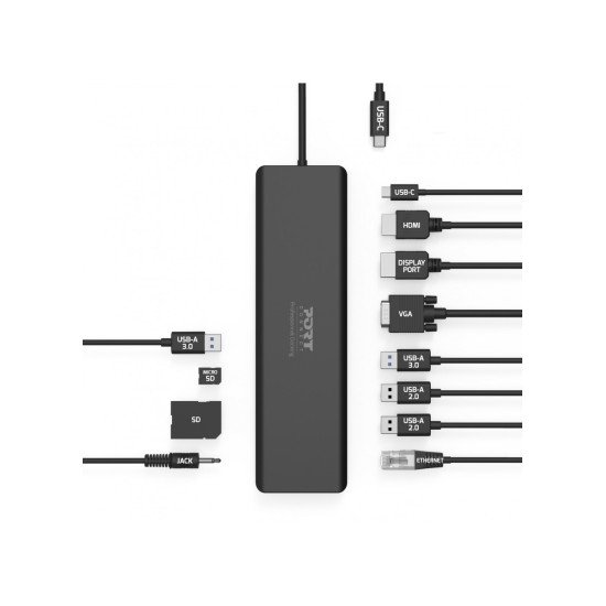 Port Designs 901906-W station d'accueil Avec fil USB 3.2 Gen 2 (3.1 Gen 2) Type-C Noir