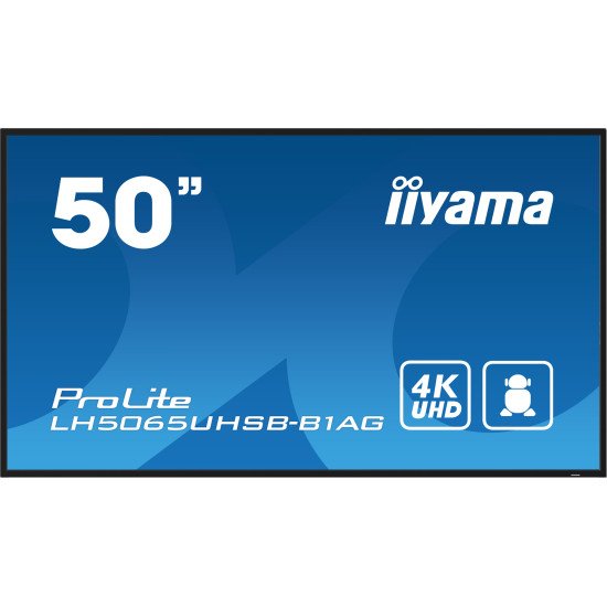 iiyama LH5065UHSB-B1AG affichage de messages Écran plat de signalisation numérique 125,7 cm (49.5") LCD Wifi 800 cd/m² 4K Ultra HD Noir Intégré dans le processeur Android 11 24/7