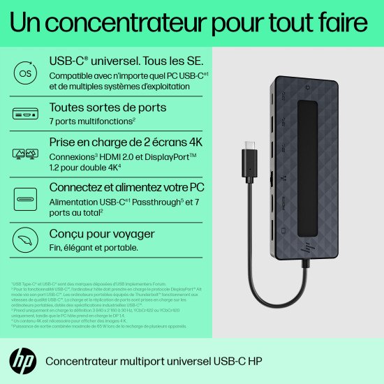 HP 50H98AA USB 3.2 Gen 1 (3.1 Gen 1) Type-C Noir