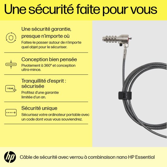 HP Câble de verrouillage avec combinaison Essential Nano