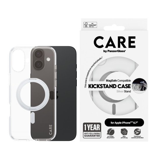 PanzerGlass CARE by PG SLV Kick/MagS iPhone16 6.7 coque de protection pour téléphones portables Housse Transparent