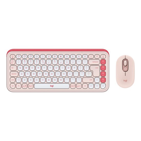 Logitech POP Icon Combo clavier Souris incluse Universel Bluetooth QWERTY US International Rose, Blanc