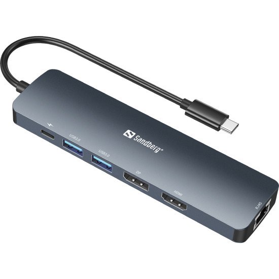 Sandberg 136-43 station d'accueil USB 3.2 Gen 1 (3.1 Gen 1) Type-C Gris