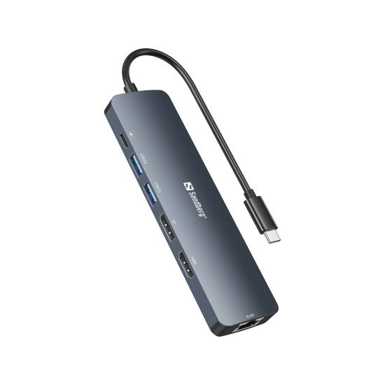 Sandberg 136-43 station d'accueil USB 3.2 Gen 1 (3.1 Gen 1) Type-C Gris