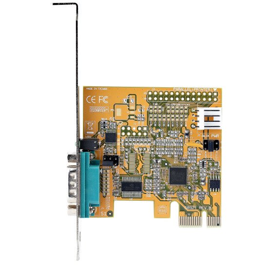 StarTech.com Carte Série PCI Express à 1 port - Carte d'Extension Série PCIe vers RS232 (DB9) - Adaptateur PCIe avec UART 16C1050, Supports Standard ou Profil Bas - Rétention COM, Windows et Linux