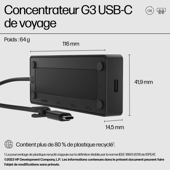 HP Concentrateur USB-C de voyage G3