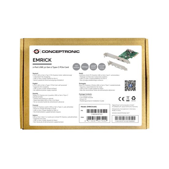 Conceptronic EMRICK08G carte et adaptateur d'interfaces Interne USB 3.2 Gen 2 (3.1 Gen 2)