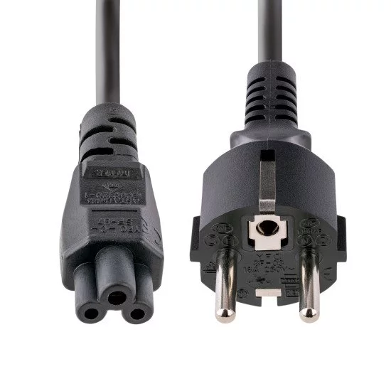 Câble d'Alimentation pour PC Portable de 2m, BS 1363 à C5 (Clover Leaf),  2,5A 250V, 18AWG, Câble de Remplacement pour PC Portable, Câble