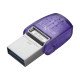 Kingston Technology DataTraveler microDuo 3C lecteur USB flash 64 Go USB Type-A / USB Type-C 3.2 Gen 1 (3.1 Gen 1) Violet, Acier inoxydable