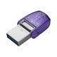 Kingston Technology DataTraveler microDuo 3C lecteur USB flash 256 Go USB Type-A / USB Type-C 3.2 Gen 1 (3.1 Gen 1) Acier inoxydable, Violet