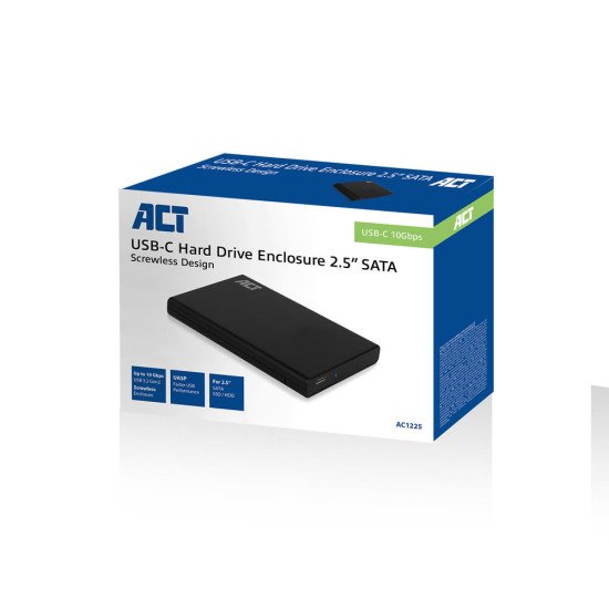 ACT AC1225 Boîtier de disques de stockage Boîtier disque dur/SSD Noir 2.5"