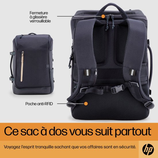 HP Sac à dos pour ordinateur portable Travel 25 litres 15,6 pouces (gris acier)