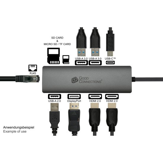 Alcasa HUB-C001A hub & concentrateur USB Type-C 5000 Mbit/s Anthracite