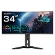 GIGABYTE Moniteur de jeu courbé OLED WQHD MO34WQC 34" - 3440 x 1440, 175Hz, 0.03ms, KVM, 250 cd/m², FreeSync Premium Pro, DisplayHDR True Black 400, HDMI 2.1, Displayport 1.4