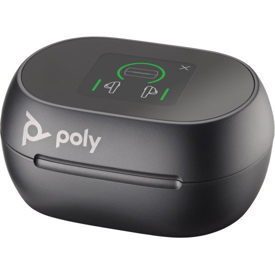 POLY Écouteurs noir charbon Voyager Free 60+ UC + adaptateur USB-C BT700 + étui de charge avec écran tactile