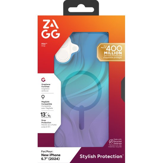 ZAGG Milan Snap coque de protection pour téléphones portables 17 cm (6.7") Housse Bleu, Violet