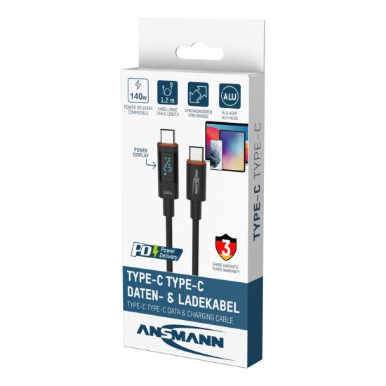 Ansmann 1700-0176 câble USB USB 2.0 1,2 m USB C Anthracite