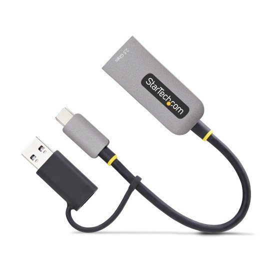 StarTech.com Adaptateur 2.5GbE USB-C vers Ethernet avec Convertisseur USB-A, NBASE-T NIC, USB 3.0 Type-C 2.5/1G Réseau Multi Speed, Compatible Thunderbolt, Windows & Mac