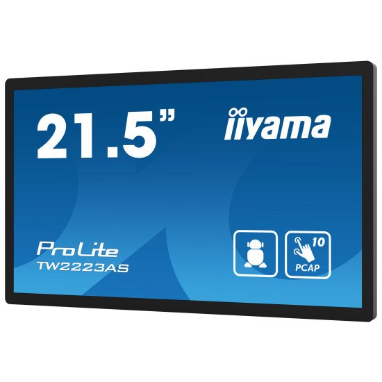 iiyama TW2223AS-B2 affichage de messages Écran plat interactif 54,6 cm (21.5") Wifi 400 cd/m² Full HD Noir Écran tactile Intégré dans le processeur Android 12 24/7