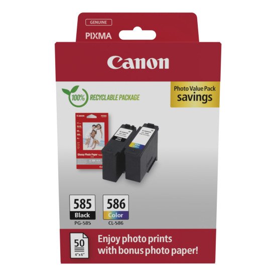 Canon PG-585/CL-586 PVP cartouche d'encre 2 pièce(s) Original Noir, Cyan, Magenta, Jaune