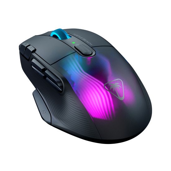 Turtle Beach Kone XP Air - Souris gaming RGB ergonomique, personnalisable et sans fil, Bluetooth, capteur optique 19 000 DPI, autonomie de batterie de 100 heures, station de charge, 29 entrées programmables, éclairage AIMO RGB, molette 4D Noir