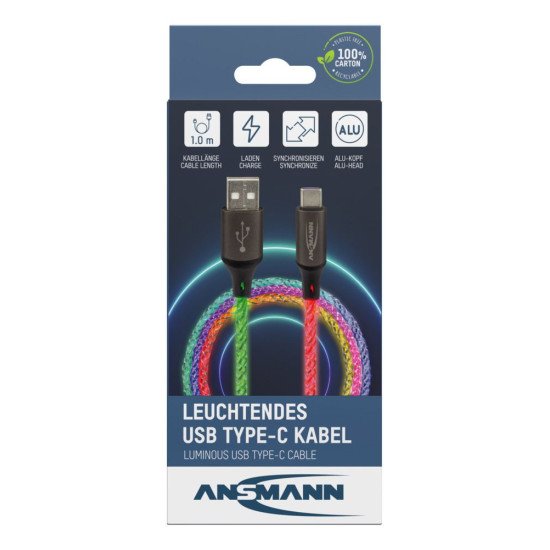 Ansmann 1700-0158 câble USB 1 m USB A USB C Multicolore