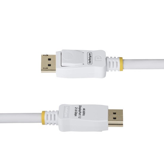 StarTech.com Câble DisplayPort 1.2 de 3m Blanc Certifié VESA, 4K 60Hz, 21.6Gbps, Connecteurs DP Verrouillables, Câble DisplayPort DP 1.2, Câble de Moniteur DP, M/M