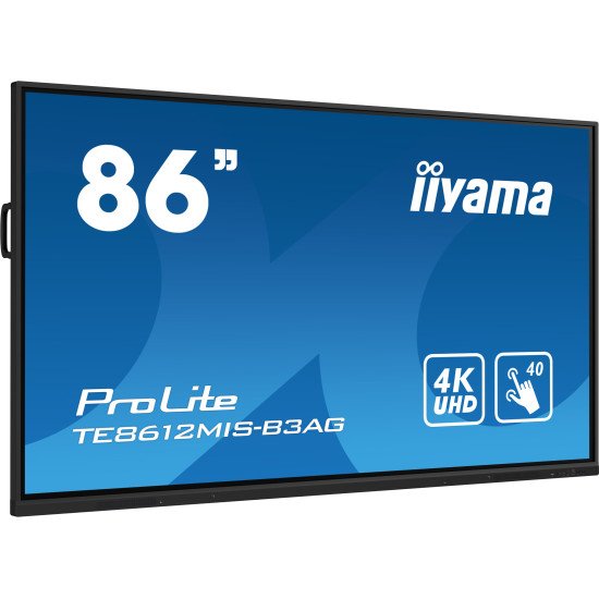 iiyama TE8612MIS-B3AG affichage de messages En forme de kiosk 2,18 m (86") LCD Wifi 400 cd/m² 4K Ultra HD Noir Écran tactile Intégré dans le processeur Android 11 24/7