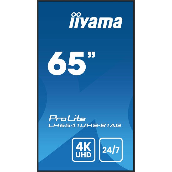 iiyama LH6541UHS-B1AG affichage de messages 163,8 cm (64.5") LCD 500 cd/m² 4K Ultra HD Noir 24/7