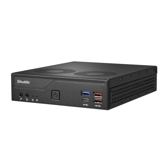 Shuttle Slim PC DH770 , S1700, 2x HDMI, 2x DP , 2x 2.5G LAN, 2x COM, 8x USB, 1x 2.5", 2x M.2, fonctionnement permanent 24/7, attaches VESA