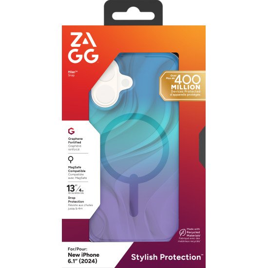 ZAGG Milan Snap coque de protection pour téléphones portables 15,5 cm (6.1") Housse Bleu, Violet