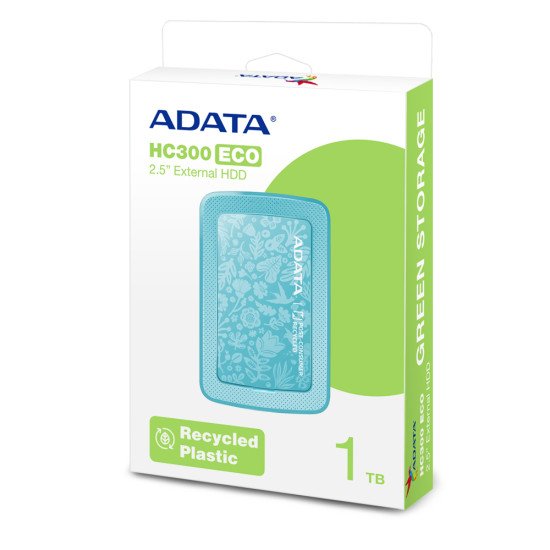 ADATA HC300 Eco disque dur externe 1 To 3.2 Gen 1 (3.1 Gen 1) Vert