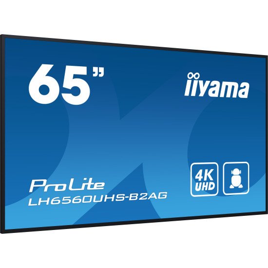 iiyama LH6560UHS-B2AG affichage de messages Carte A numérique 165,1 cm (65") LED Wifi 500 cd/m² 4K Ultra HD Noir Intégré dans le processeur Android 11 24/7