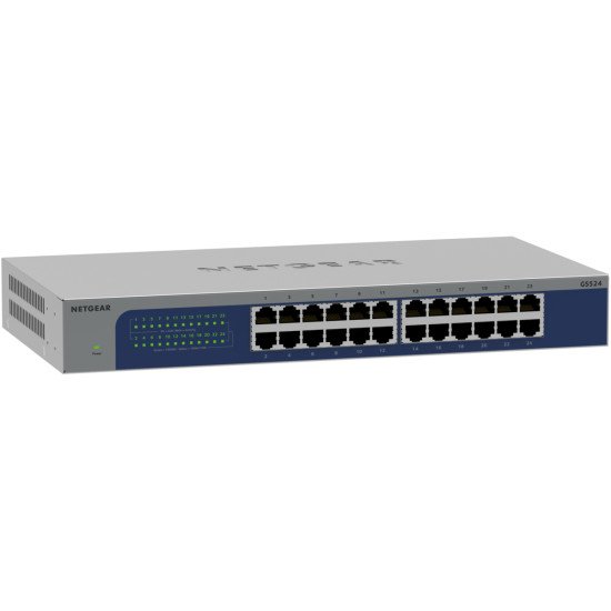 NETGEAR GS524-300EUS, 24-Port Gigabit Ethernet unmanaged Switch, Desktop Non-géré Gigabit Ethernet (10/100/1000)