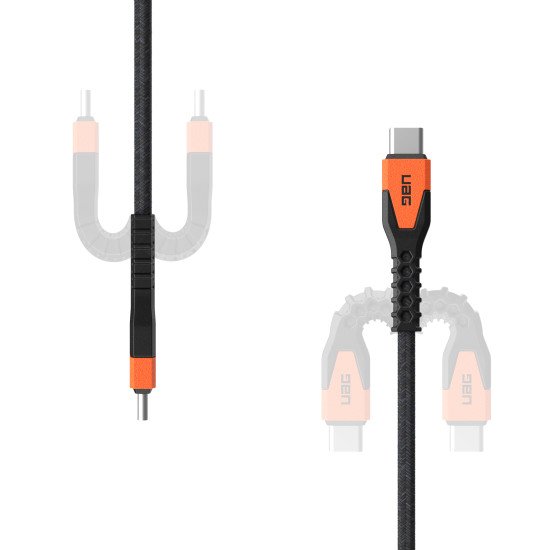 Urban Armor Gear Kevlar câble USB USB 2.0 1,5 m USB C Noir, Orange