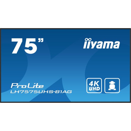 iiyama ProLite Écran plat de signalisation numérique 190,5 cm (75") LCD Wifi 500 cd/m² 4K Ultra HD Noir Intégré dans le processeur Android 11 24/7