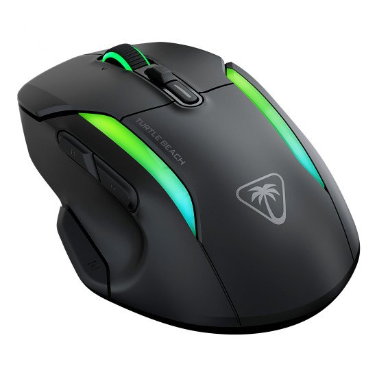 Turtle Beach Kone II Air - Souris gaming RGB ergonomique sans fil, batterie 350 h, capteur optique 26 000 DPI, interrupteurs optiques 100 M de clics, 21 entrées personnalisables, molette 4D Free-Spin - Noir cendre