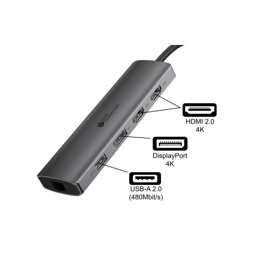 Alcasa HUB-C001A hub & concentrateur USB Type-C 5000 Mbit/s Anthracite