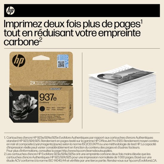 HP 937e Cartouche d'encre authentique Noir EvoMore