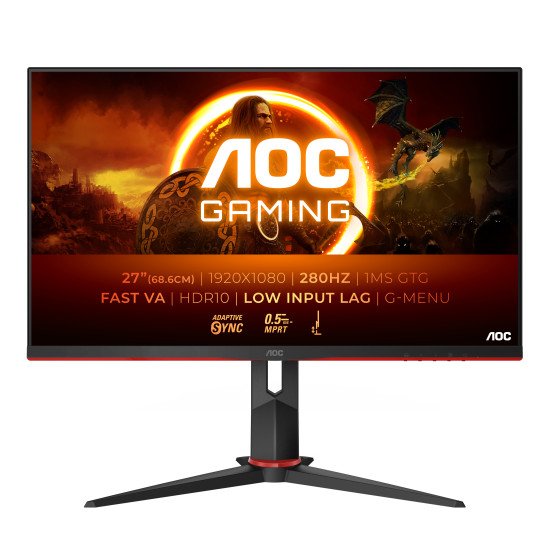 AOC G2 27G2ZN3/BK écran PC 68,6 cm (27") 1920 x 1080 pixels Full HD LCD Noir, Rouge