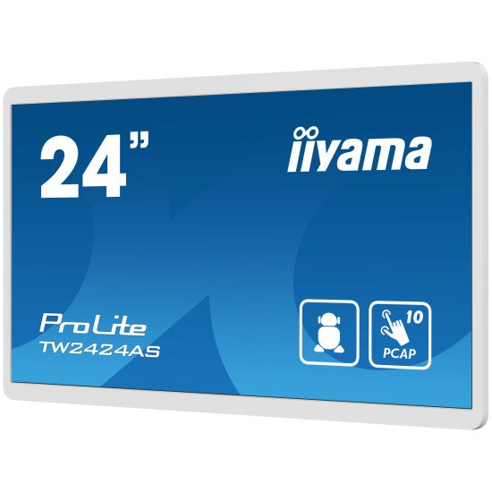 iiyama TW2424AS-W1 affichage de messages Panneau plat de signalisation numérique 60,5 cm (23.8") Wifi 250 cd/m² 4K Ultra HD Noir Écran tactile Intégré dans le processeur Android 24/7