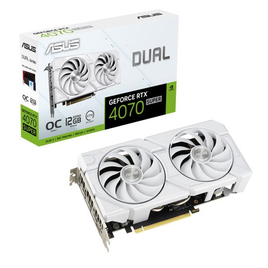 ASUS Dual -RTX4070S-O12G-EVO-WHITE NVIDIA GeForce RTX 4070 SUPER 12 Go GDDR6X