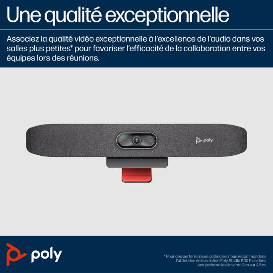 POLY Barre de visioconférence USB Studio R30 et télécommande BT avec station d'accueil HP USB-C G5 (ABB)