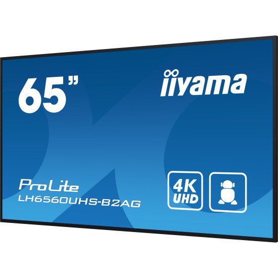 iiyama LH6560UHS-B2AG affichage de messages Carte A numérique 165,1 cm (65") LED Wifi 500 cd/m² 4K Ultra HD Noir Intégré dans le processeur Android 11 24/7