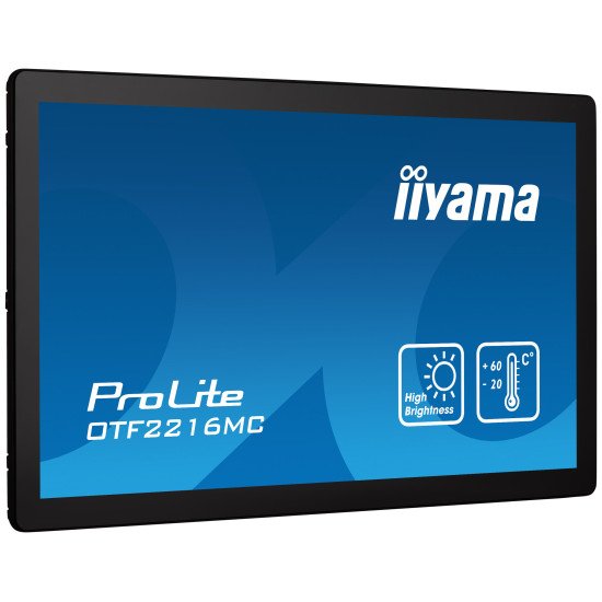 iiyama OTF2216MC-B1 affichage de messages Écran plat de signalisation numérique 55,9 cm (22") LCD 1100 cd/m² Full HD Noir Écran tactile