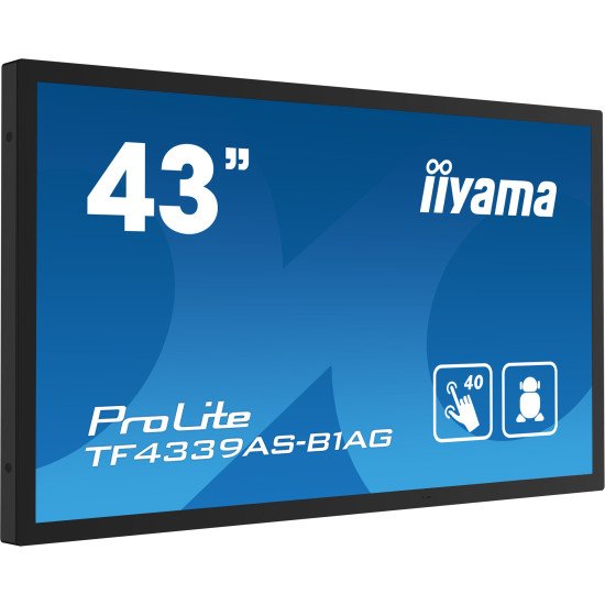 iiyama TF4339AS-B1AG affichage de messages Écran plat de signalisation numérique 108 cm (42.5") LED 500 cd/m² 4K Ultra HD Noir Écran tactile Intégré dans le processeur Android 24/7